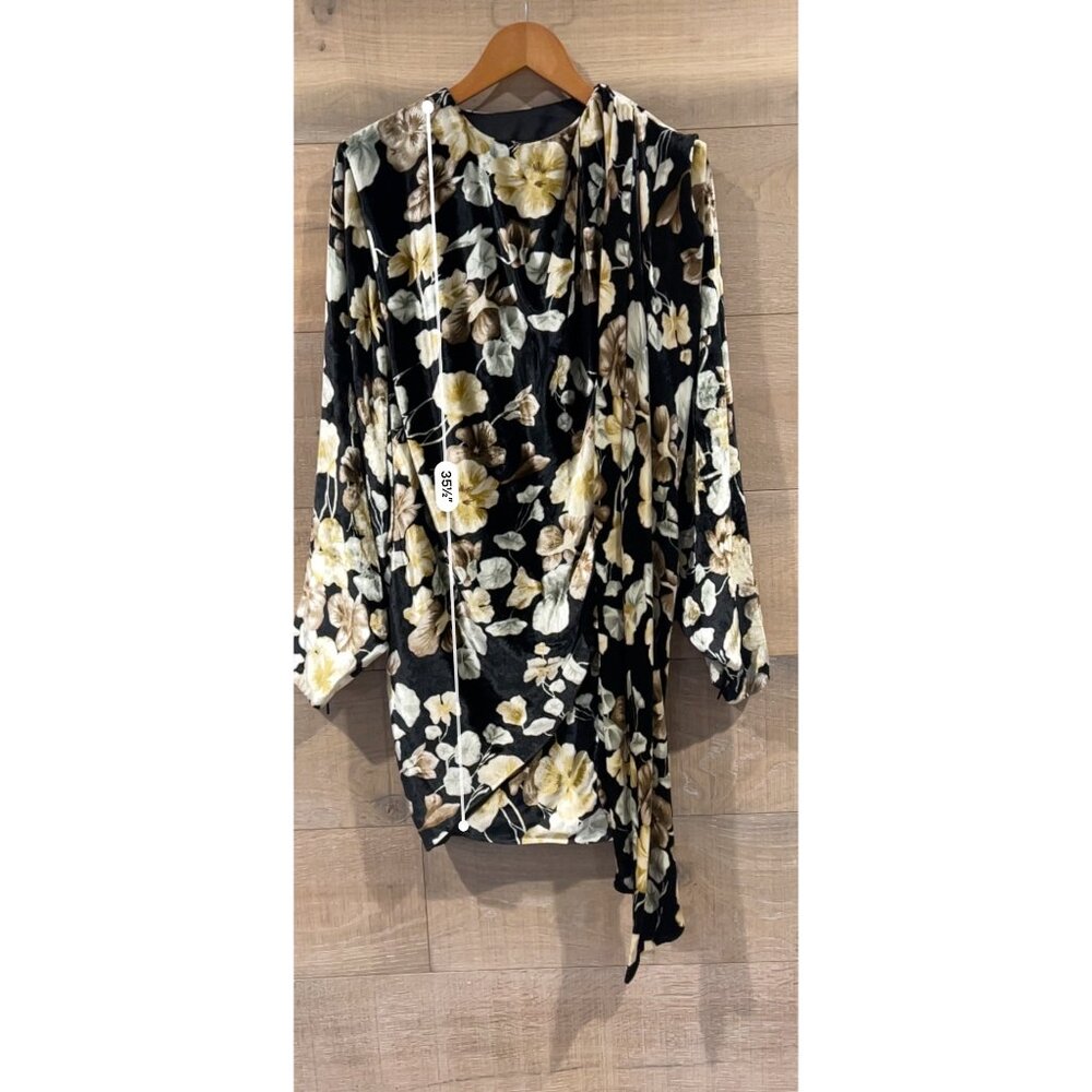 Saint Laurent floral -print velvet wrap dress Size 38/ M - Picture 6 of 12